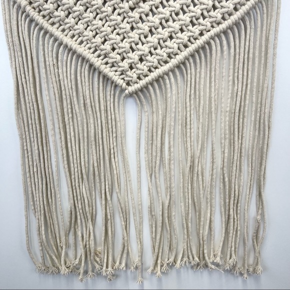 Macrame Wall Hanging Art Woven Boho Geometric Home Decor Tan Cream - Picture 5 of 9